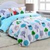 Kids Aqua Blue Green Grey and White Retro Night Owl Print Cute Style Reversible 100% Cotton Twin, Full Size Bedding Sets