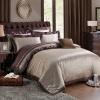 Camel and Coffee Glitter Polka Dot Design Old Fashion Unique Retro Style Embroidered Jacquard Sateen Full, Queen Size Bedding Sets