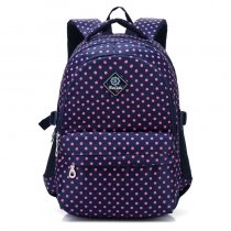 Luxury Dark Blue and Pink Nylon Elegant Girly Cute Girls Campus Book Bag Trend Polka Dot Print Zipper Pupil Preppy School Backpack