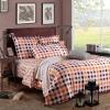 Orange Brown and Grey Gingham Plaid Print Shabby Chic Sophisticated 100% Cotton Full, Queen Size Bedding Sets