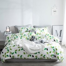 Trendy Teens Green and White Tropical Hawaiian Leaf Print French Country Chic Twin, Full, Queen Size Bedding Sets