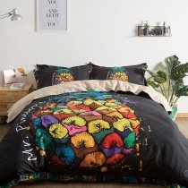 Hipster Orange Yellow Red Blue and Black Colorful Pineapple Print Funky Unique Twin, Full, Queen Size Bedding Sets