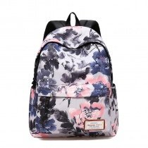 Preppy Style Polyester Junior Middle School Campus Book Bag Watercolor Peony Flower Print Anti Theft Girls Casual Travel Backpack