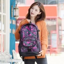 Hot Pink and Gray Oxford Oversized Senior Campus Book Bag Preppy Style Anti Theft Zipper Girls Large High School Backpack