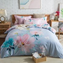 Beautiful Watercolor Flower Print Bright Colorful Modern Chic Full, Queen Size Bedding Sets