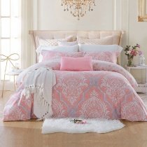 Fancy Pink Gray and White Victorian Gothic Baroque Style Full, Queen Size Bedding Sets