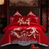 Fancy Red Gold and Blue Dragon and Phoenix Pattern Fairy Oriental Style Egyptian Cotton Full, Queen Size Bedding Sets