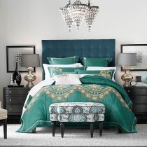 Gold and Teal Indian Bohemian Fancy Royal Style Full Queen Size Bedding Sets