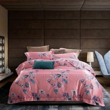 Coral Red Floral Elegant amd Modern Full, Queen Size Bedding Sets