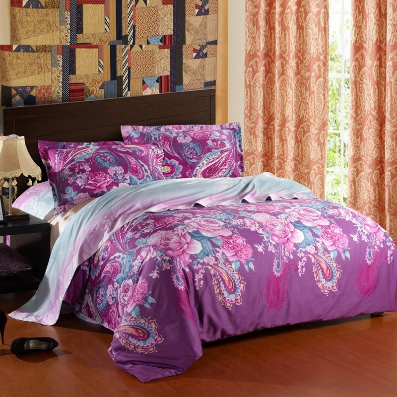 Purple Blue and Pink Paisley Park and Charming Flower Print Waverly