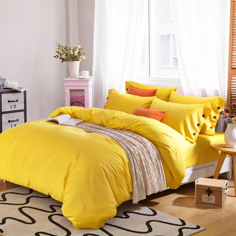 Solid Banana Yellow Pure Colored Modern Chic Traditional 100 Organic