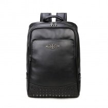 Durable Black Patent Leather Spikes Rivet Studded Men Travel Backpack Punk Rock and Roll Sewing Pattern Sequin School Campus Book Bag