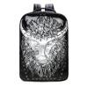 Metallic Silver Black Leather Cool Boys School Campus Book Bag Punk Style Embossed Cape Buffalo Rivet Studded Large Travel Laptop Backpack