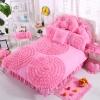Hot Pink Waterfall Ruffle Design Rosette Pattern Feminine Feel Stylish 100% Cotton Twin, Full, Queen Size Bedding Sets for Teen Girls