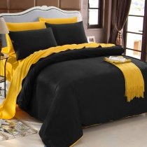 Luxury Black and Gold Trendy Reversible Zippered 100% Organic Cotton Full, Queen Size Bedding Sets