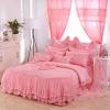 Sophisticated Elegant Pink Applique Heart Gathered Ruffle Girls Princess Vintage Romantic Jacquard Twin, Full, Queen Size Bedding Sets