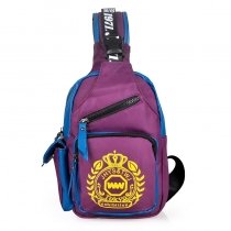 Personalized Purple Nylon Women Anti Theft Crossbody Shoulder Chest Bag Cool Medallion Crown Monogrammed Print Sling Travel Backpack