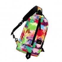 Colorful Polyester Girls Medium Crossbody Shoulder Chest Bag Personalized Paint Splash Sewing Pattern Casual Travel Hiking Sling Backpack