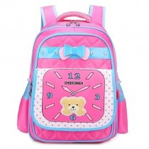 Hot Pink Quilted Oxford Bow Girls Pupil School Book Bag Clock Monogrammed Bear Star Print Campus Flap Backpack