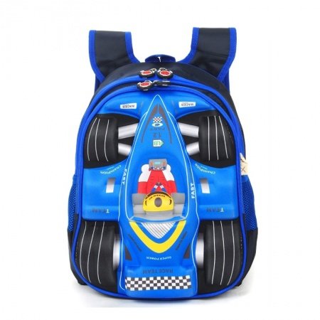 Personalized Black and Blue Oxford Boys Pupil Preppy School Book Bag Cool Racing Car-shaped Kids Campus Backpack