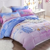 Fairy Purple Blue Gold and White Princess Style Beautiful Snowflake Print Sparkle Pastel Style Full, Queen Size Bedding Sets