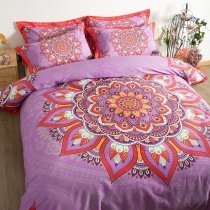 Pastel Purple Red and White Medallion Print Mandala Bohemian Style Southwestern Style Twin, Full, Queen Size Bedding Sets