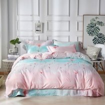 Aqua and Pink Ombre Style Wildflower Print Rustic Chic Elegant Bedding Sets