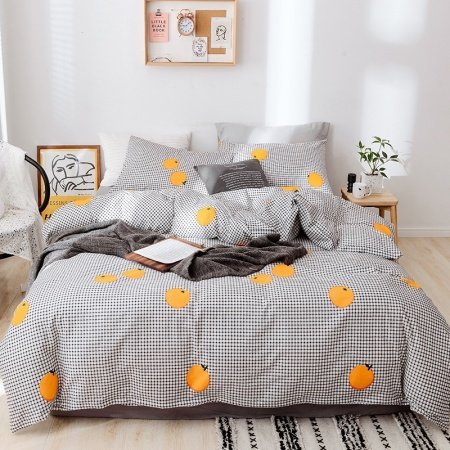 Unusual Style Simply Soft Grid and Orange Print Twin, Full Size Bedding Sets