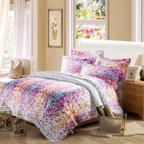 Pastel Ombre Style Style Colorful Floral Girls Full, Queen Size Bedding Sets