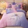 Bright Beautiful Flower Print Pink and Purple Pastel Ombre Style Elegant Girls Full, Queen Size Bedding Sets