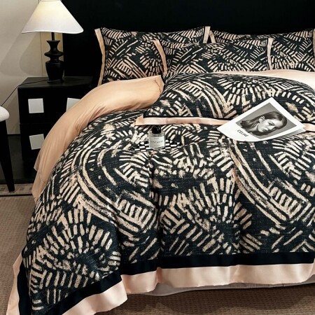 Black and White Abstract Industrial Style Full, Queen Size Bedding Sets
