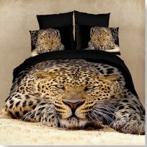 Black and Brown 3D Leopard Print Animal Jungle Safari Themed Sexy Kids and Teen Boys Twin, Full Size Bedding Sets
