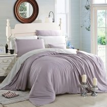 Thistle and Pale Grey Plain Colored Retro Style Simply Chic Luxury 100% Modal Tencel Lyocell Full, Queen Size Bedding Sets