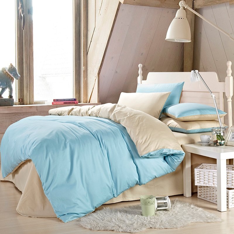 Light Blue and Cream Plain Colored Simply Chic Contemporary Damask