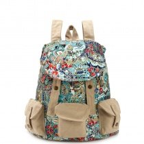 Personalized Durable Canvas Girls Preppy School Book Bag Colorful Bohemian Tribal Vintage Rosemary Bucket Drawstring Flap Backpack