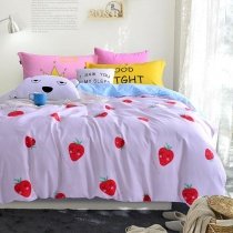 Red and White Fruit Strawberry Print Funky Style Shabby Chic Personalized 100% Cotton Twin, Full, Queen Size Bedding Sets