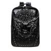 Personalized Black Patent Leather Rivet Studded Cool Men Large Travel Backpack Punk Animal Embossed Cape Buffalo School Campus Book Bag