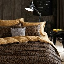 Black and Coffee Brown Leopard Print Sexy Style Luxury Twin, Full Size Bedding Sets