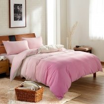 Girls Pink and White Ombre Colored Modern Chic Feminine Feel Simply 100% Cotton Full, Queen Size Bedding Sets