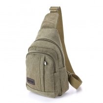 Vintage Army Green Canvas Masculine Boys Crossbody Shoulder Chest Bag Durable Sewing Pattern Zipper Casual Travel Hiking Sling Backpack