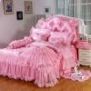 Girls Hot Pink Lace Design Sophisticated Elegant Modern Chic Feminine Feel Twin, Full, Queen Size Bedding Sets
