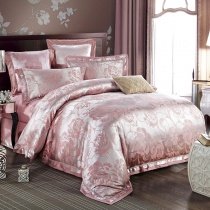 Fashion Dusty Pink and Silver Floral Pattern Garden Images Luxury Sequin Girly Feminine Feel Full, Queen Size Bedding Sets