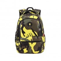 Olive Green Yellow Taupe Black Nylon Pupil School Campus Book Bag Military Camouflage Print Kids Casual Travel Hiking Backpack