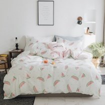 Funky Pink Green and White Watermelon Print Modern Chic Unique Full, Queen Size Bedding Sets for Kids
