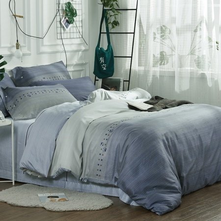 Unique Gray Ombre Style Pinstripe Shabby Chic Old World Soft Full, Queen Size Bedding Sets
