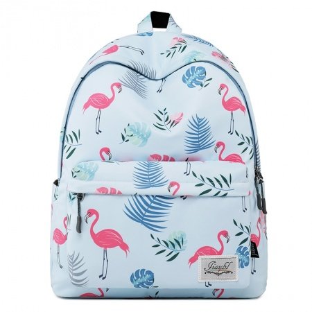 Anti Theft Zipper Oxford Junior Preppy Campus Book Bag Tropical Flamingo and Leaf Print Girls Middle School Backpack