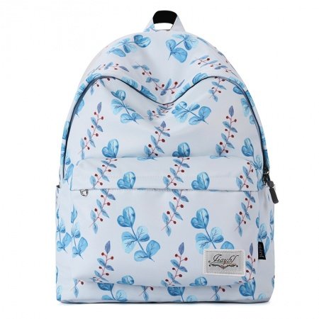 Oversized Oxford Senior Preppy Style Book Bag Blue Beige and Red Botanical Anti Theft Zipper Girls High School Backpack