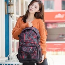 Oversized Coral Orange and Gray Oxford Junior Campus Book Bag Preppy Style Anti Theft Zipper Large Boys High School Backpack