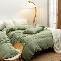 Green Seersucker Solid Color Simply Shabby Chic Vintage Twin, Full, Queen Size Bedding Sets