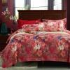 Chinese Red and Pink Peony Blossom Paisley Print Oriental Style Noble Excellence Luxury Full, Queen Size Bedding Sets